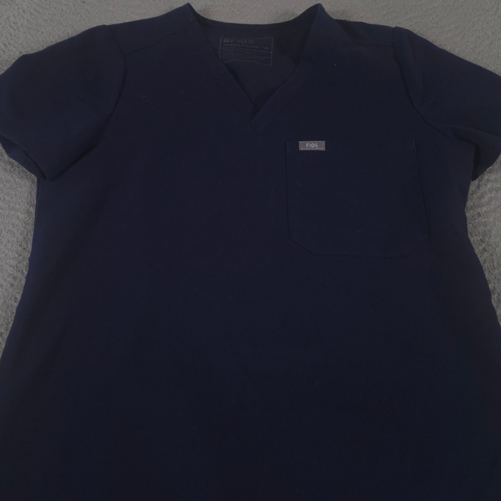 FIGS Scrub Top Womens XS Navy Catarina FIONx One-Pocket V-Neck Medical Nursing